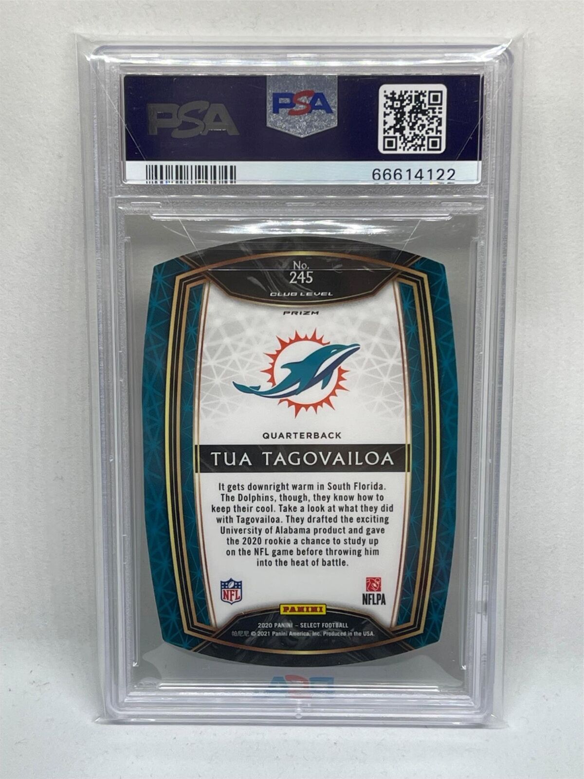 TUA TAGOVAILOA 2020 SELECT CLUB LEVEL NEON GREEN PRIZM DIE CUT RC 245 PSA 9 MINT