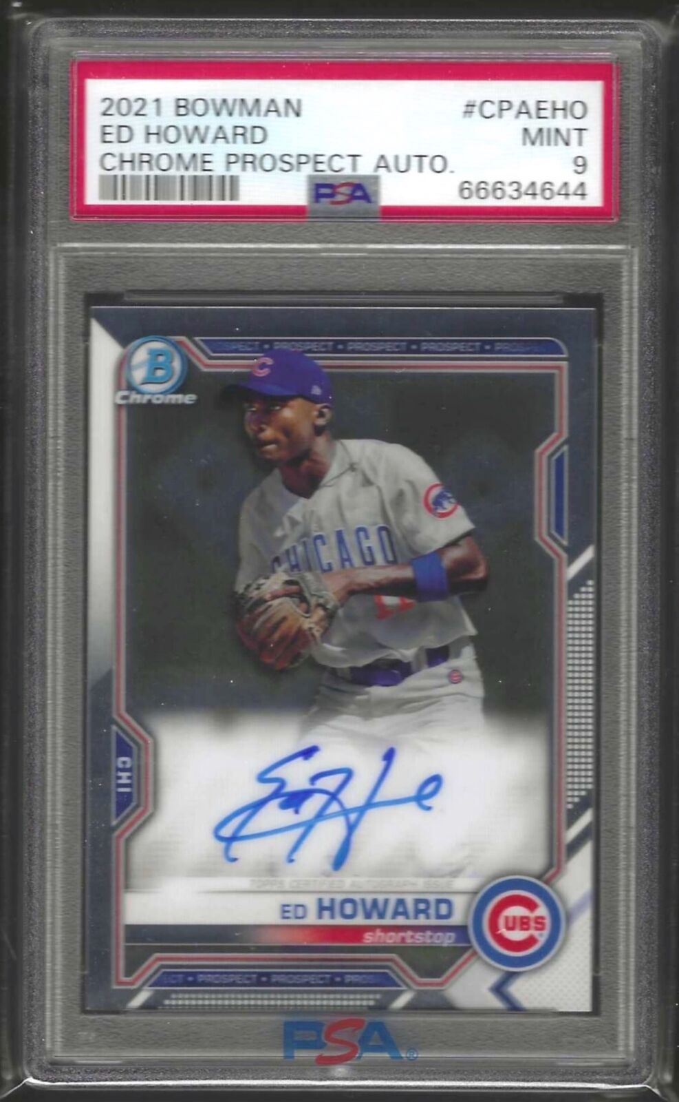 ED HOWARD 2021 BOWMAN CHROME PROSPECT AUTO #CPA-EHO PSA 9 MINT POP 3