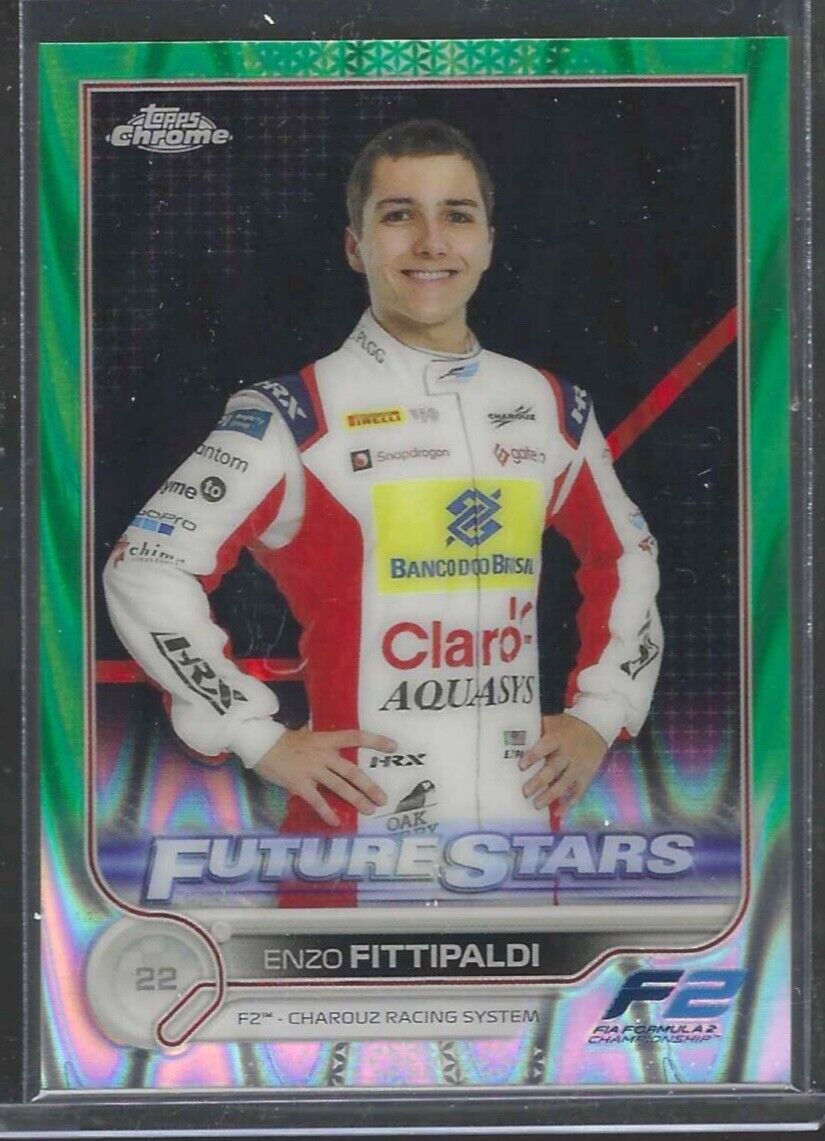 ENZO FITTIPALDI 2022 TOPPS CHROME F1 GREEN LAVA REFRACTOR FUTURE STARS #D 07/99