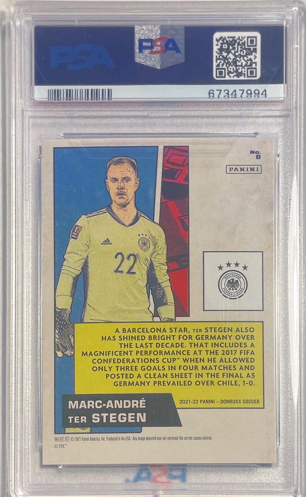 MARC-ANDRE TER STEGEN 2021-22 DONRUSS ROAD TO QATAR NET MARVELS 8 PSA 10 POP 1/1