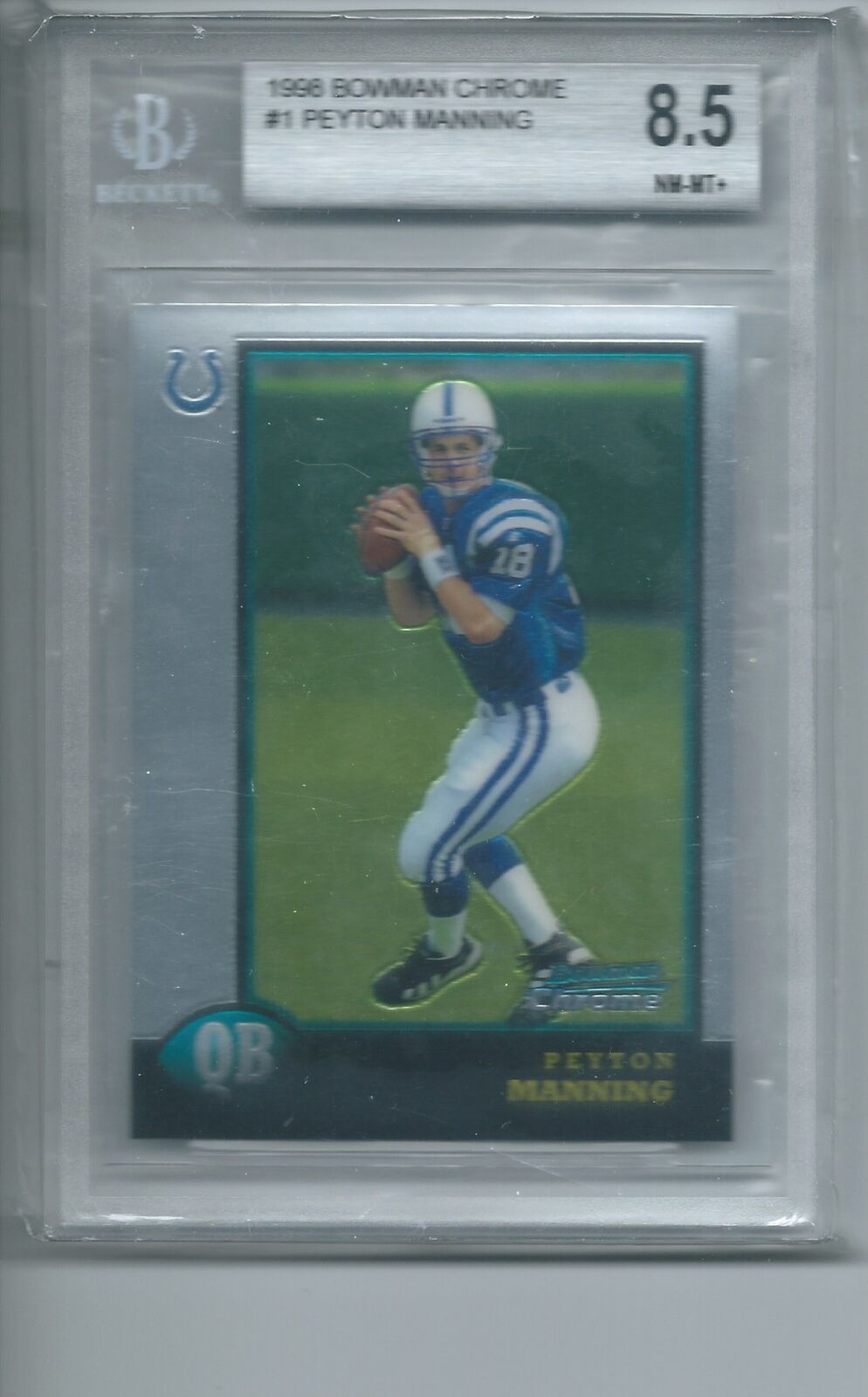 PEYTON MANNING 1998 BOWMAN CHROME TRUE ROOKIE RC #1 BGS 8.5
