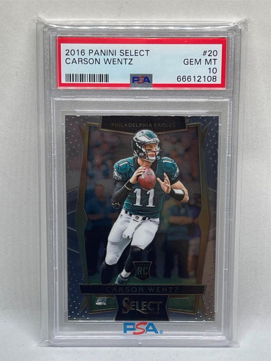 CARSON WENTZ 2016 PANINI SELECT ROOKIE RC #20 PSA 10 GEM MINT