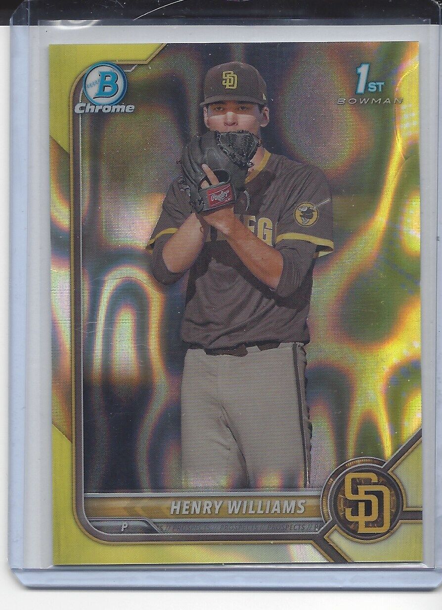 HENRY WILLIAMS 2022 BOWMAN DRAFT CHROME 1ST YELLOW LAVA REFRACTOR #D 50/75