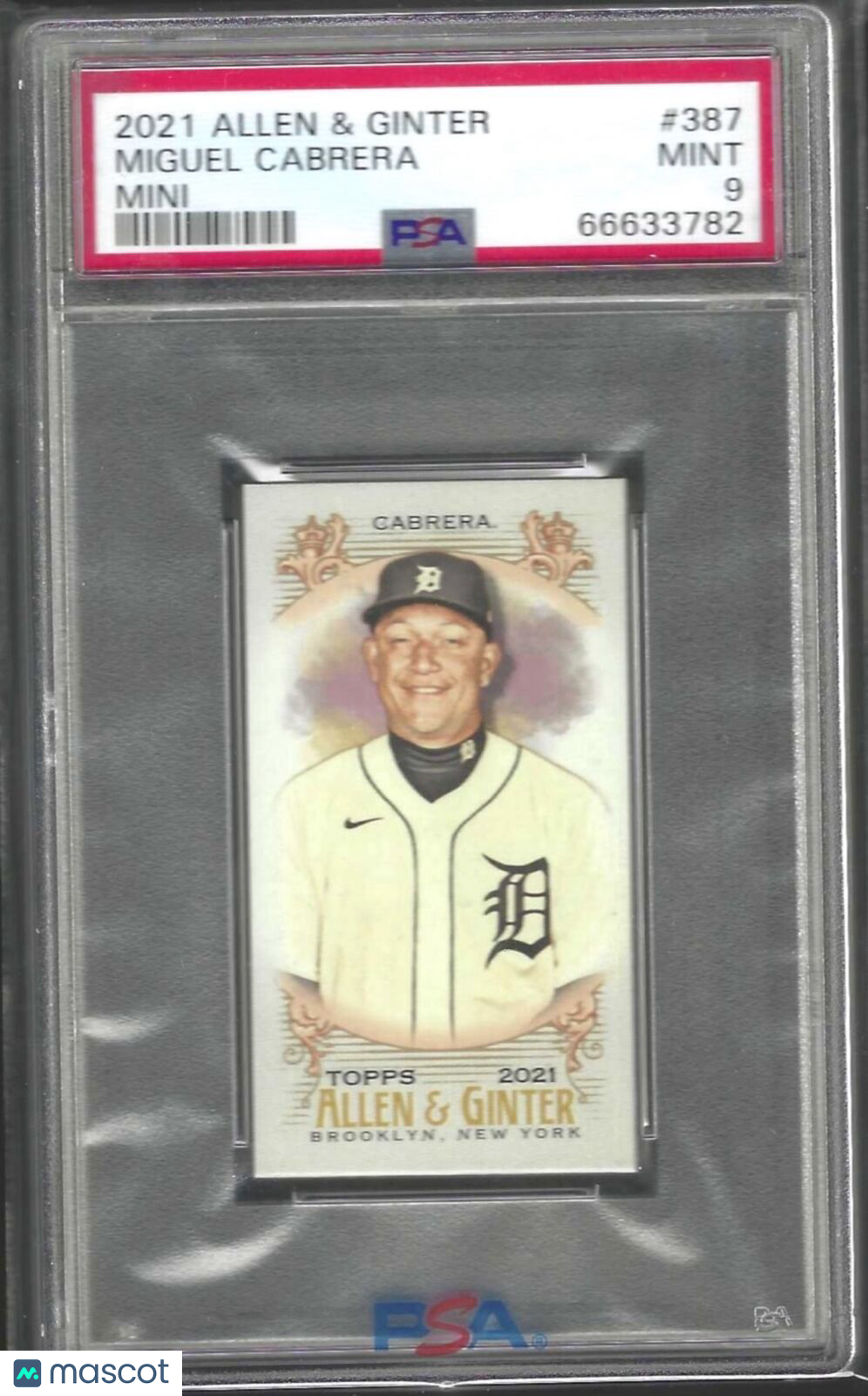 MIGUEL CABRERA 2021 ALLEN AND GINTER MINI RIP CARD SSP #387 PSA 9 MINT POP 1/1