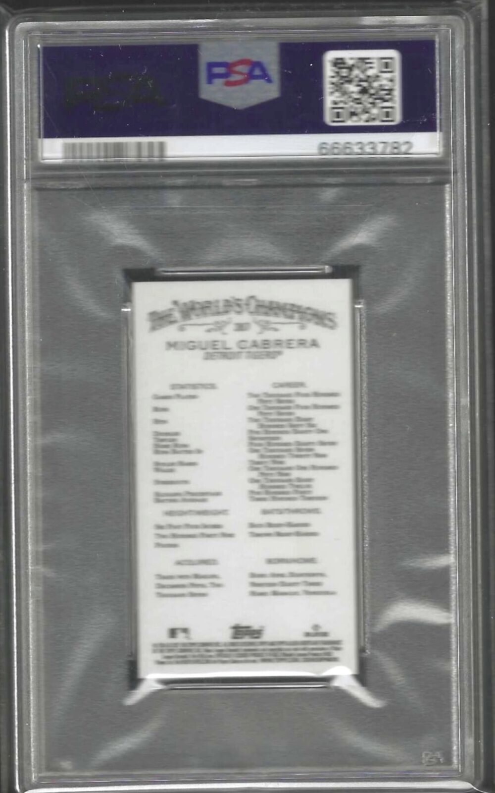 MIGUEL CABRERA 2021 ALLEN AND GINTER MINI RIP CARD SSP #387 PSA 9 MINT POP 1/1
