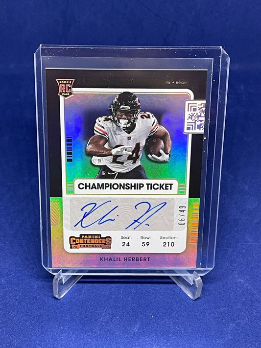 KHALIL HERBERT 2021 PANINI CONTENDERS CHAMPIONSHIP TICKET AUTO ROOKIE RC #D 5/49