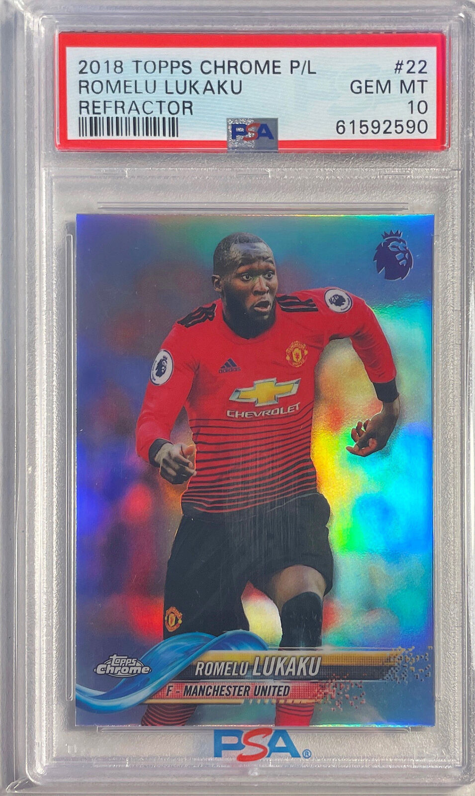 ROMELU LUKAKU 2018-19 TOPPS CHROME EPL REFRACTOR #22 PSA 10 GEM MINT POP 1/1