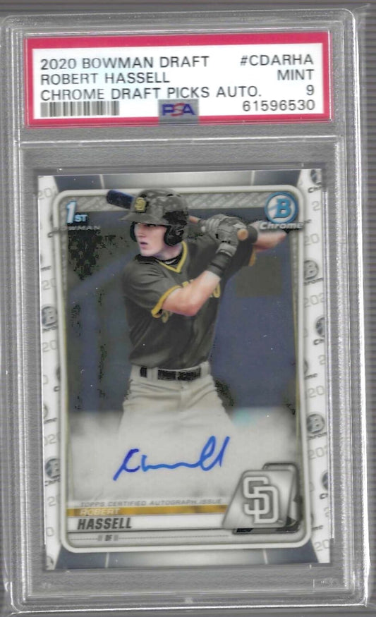 ROBERT HASSELL 2020 BOWMAN DRAFT CHROME 1ST PROSPECT AUTO #CDA-RHA PSA 9 MINT