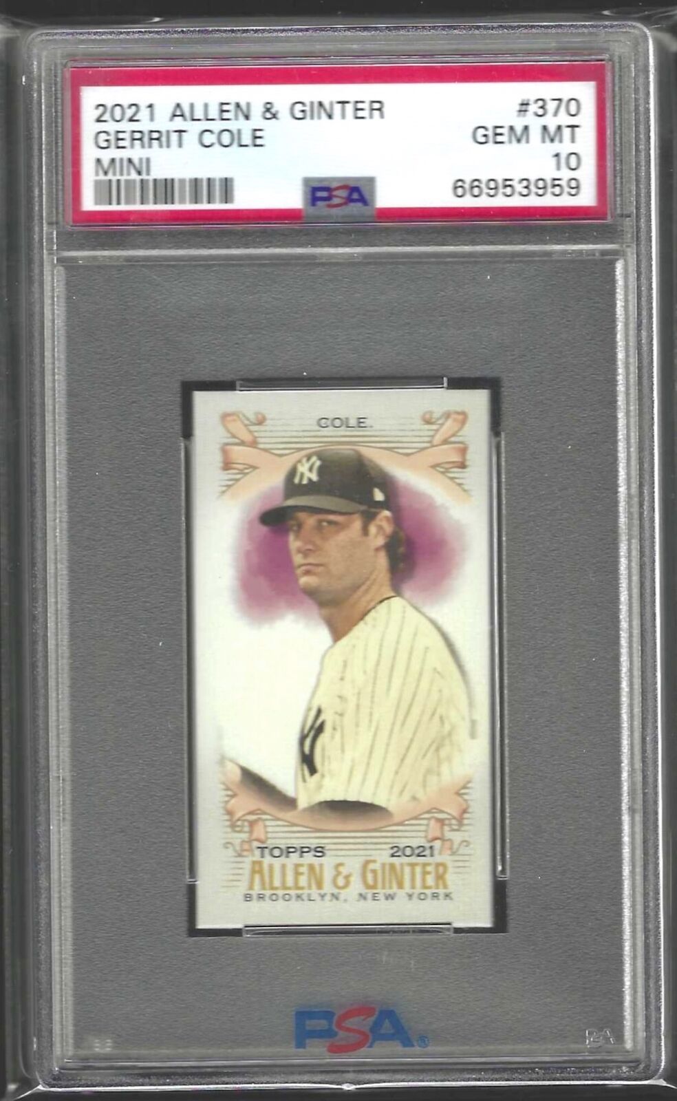 GERRIT COLE 2021 ALLEN AND GINTER MINI RIP CARD SSP #370 PSA 10 GEM MINT POP 1/1