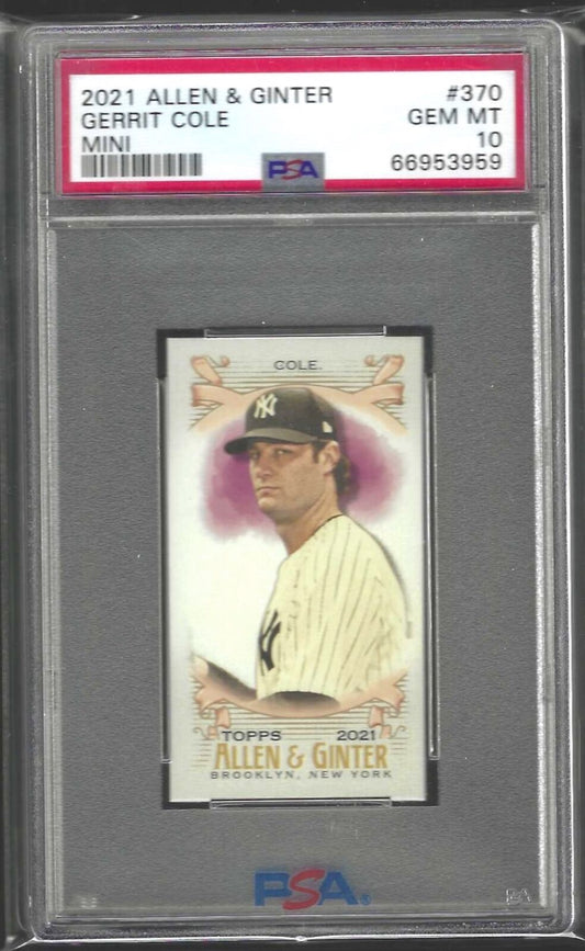 GERRIT COLE 2021 ALLEN AND GINTER MINI RIP CARD SSP #370 PSA 10 GEM MINT POP 1/1