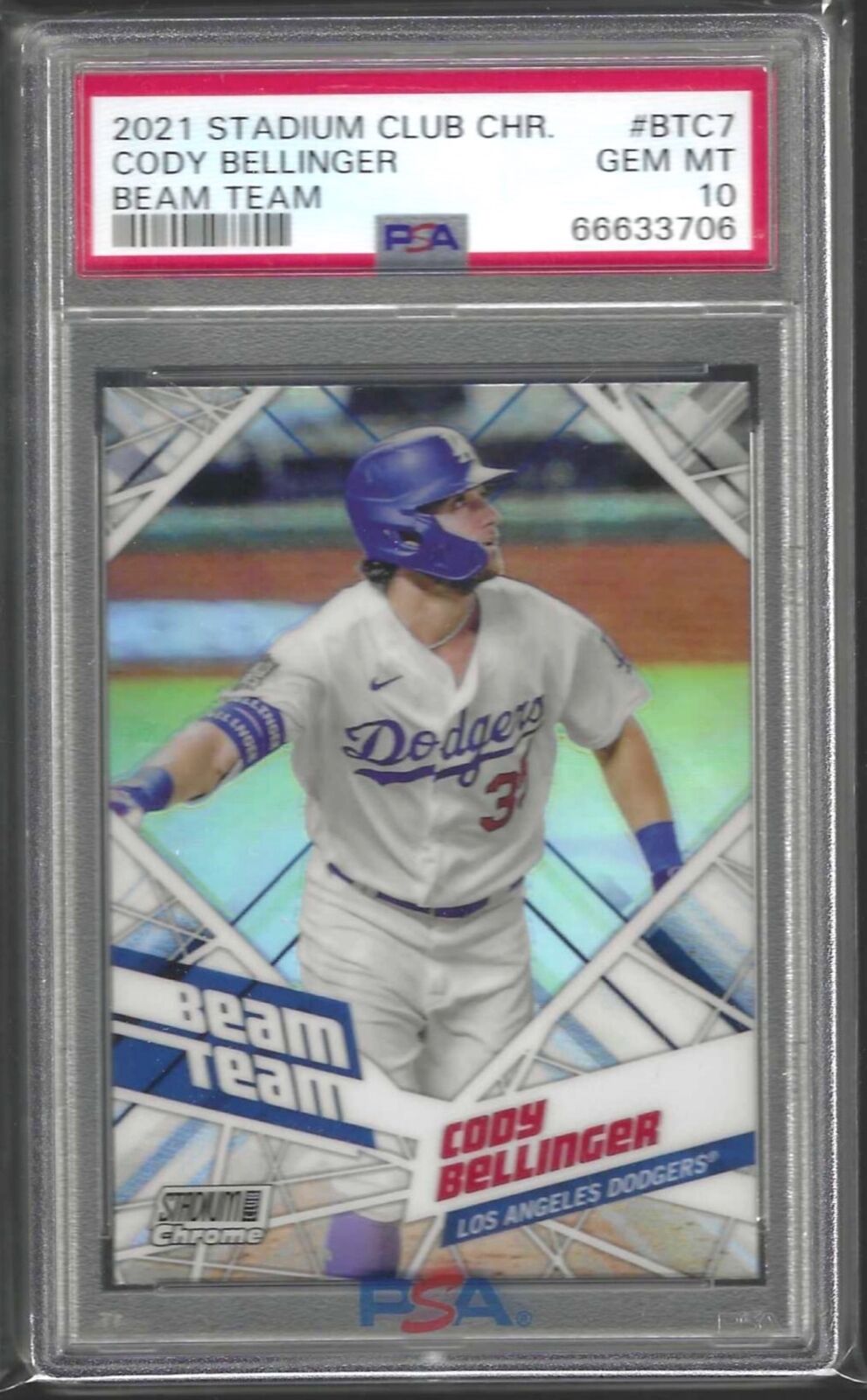 CODY BELLINGER 2021 STADIUM CLUB CHROME BEAM TEAM REFRACTOR #BTC7 PSA 10 POP 1/1