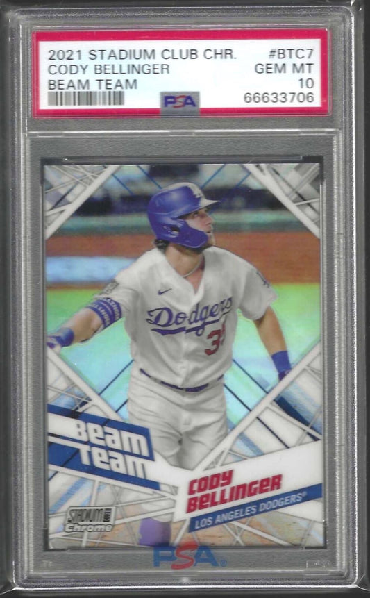CODY BELLINGER 2021 STADIUM CLUB CHROME BEAM TEAM REFRACTOR #BTC7 PSA 10 POP 1/1