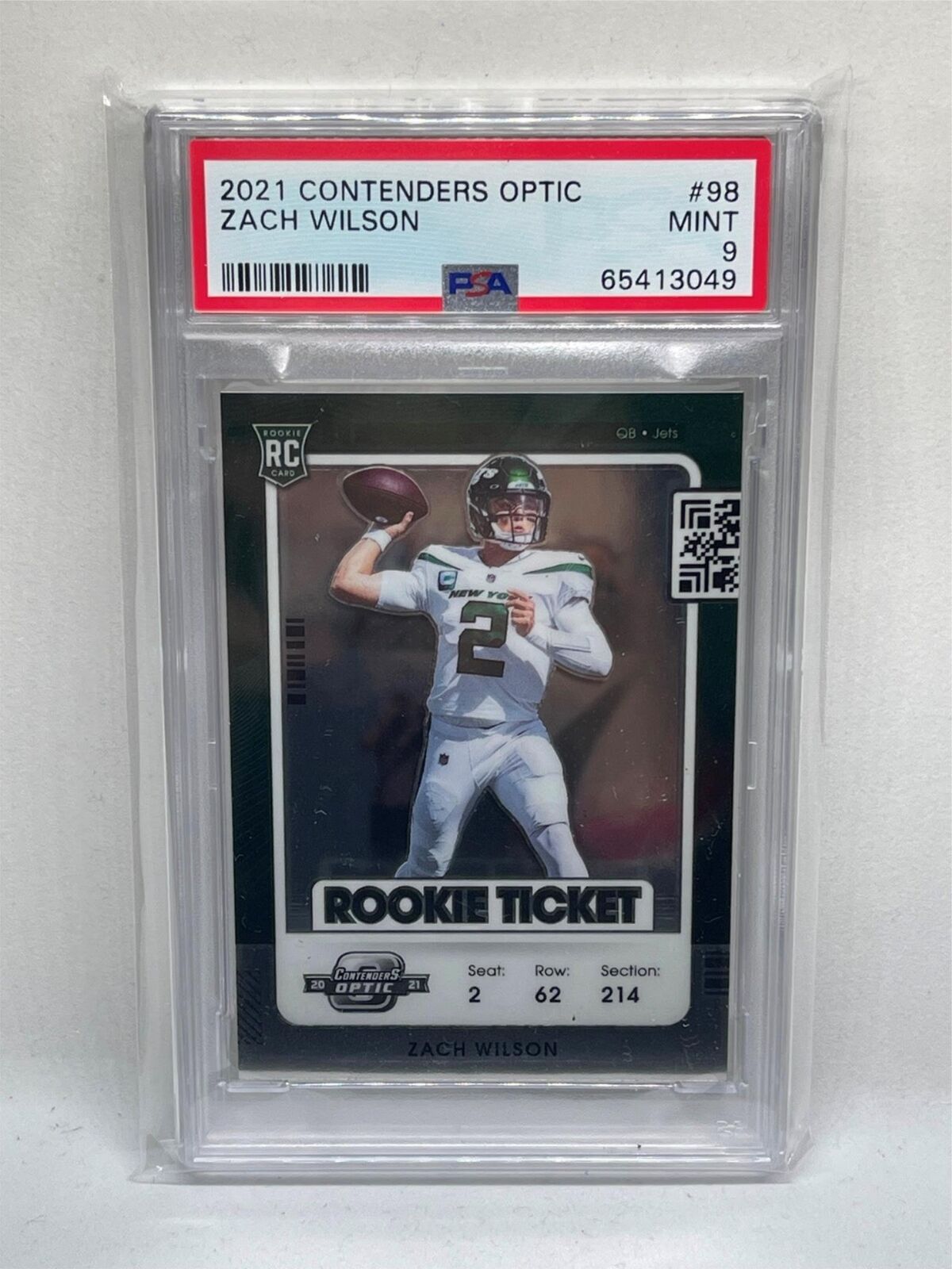 ZACH WILSON PANINI CONTENDERS OPTIC ROOKIE TICKET RC #98 PSA 9 MINT POP 19