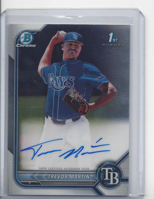 TREVOR MARTIN 2022 BOWMAN DRAFT CHROME 1ST PROSPECT ON CARD AUTO