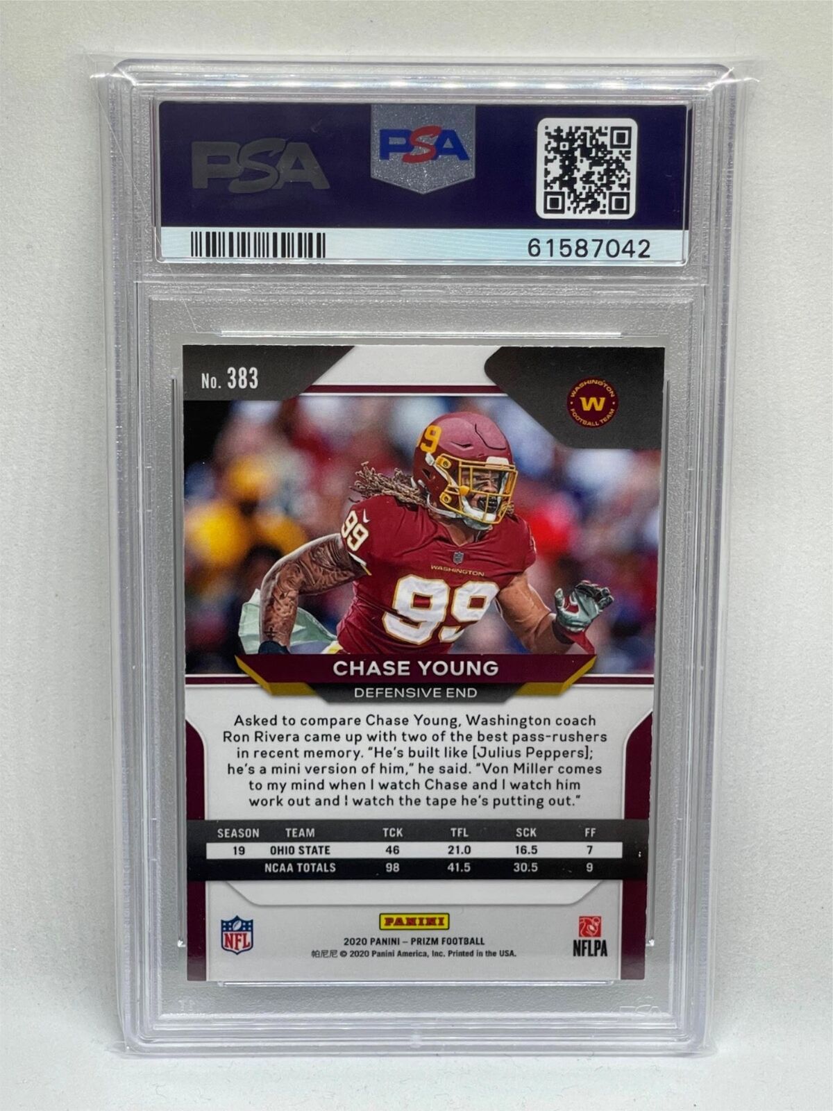 CHASE YOUNG 2020 PANINI PRIZM SP NEGATIVE VARIATION ROOKIE RC #383 PSA 10 GEM