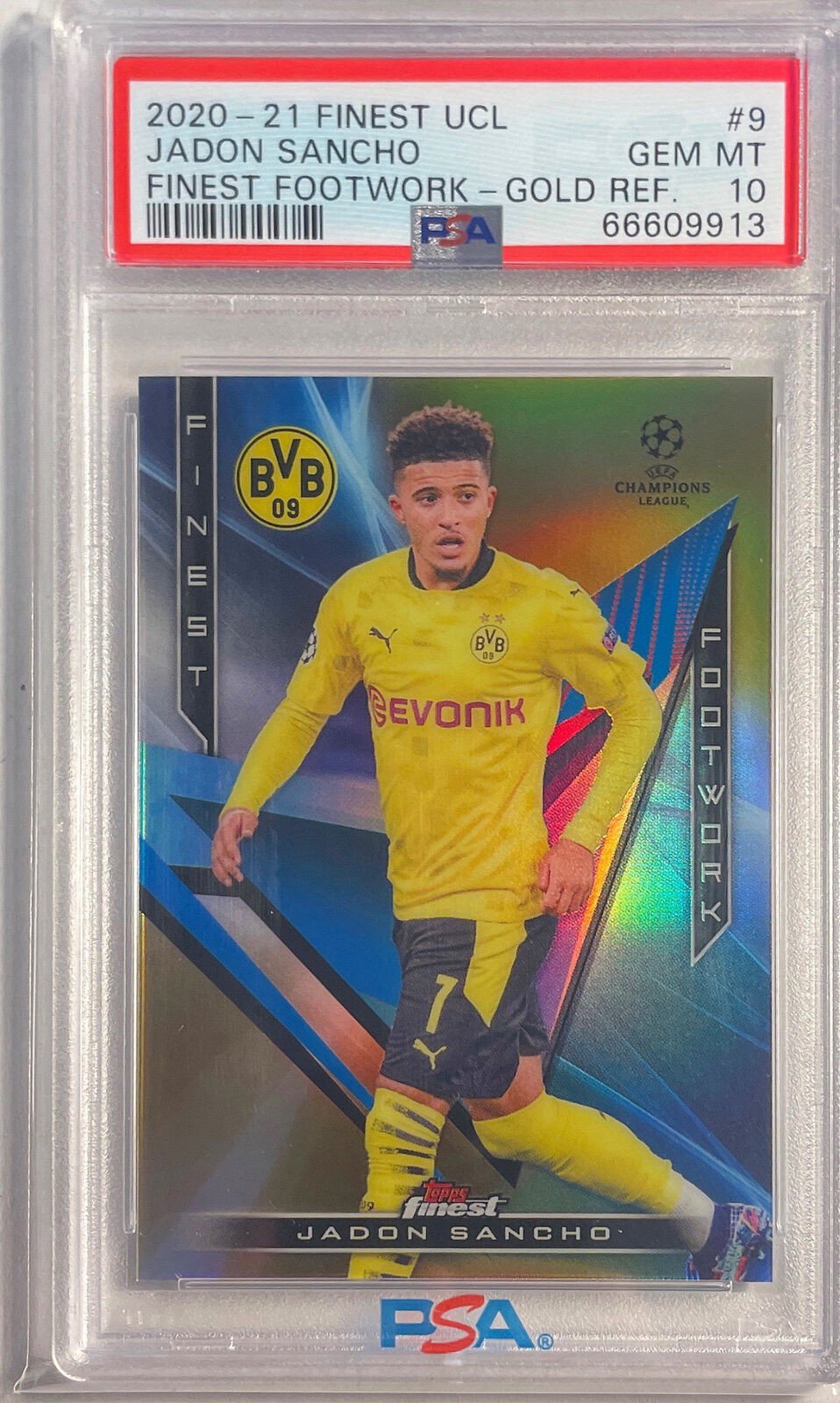 JADON SANCHO 2020-21 FINEST FINEST FOOTWORK GOLD REFRACTOR /50 PSA 10 POP 1/1