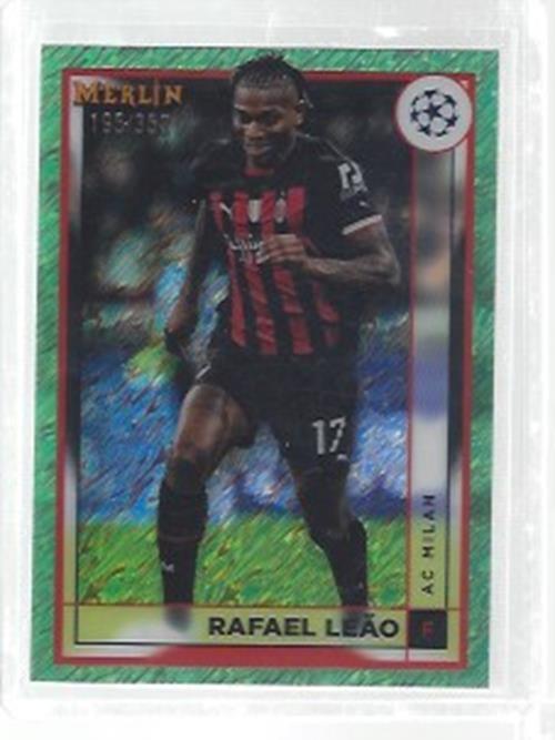RAFAEL LEAO 2022-23 TOPPS MERLIN CHROME GREEN SHIMMER REFRACTOR #D 195/350