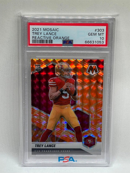 TREY LANCE 2021 PANINI MOSAIC REACTIVE ORANGE ROOKIE RC #303 PSA 10 GEM MINT
