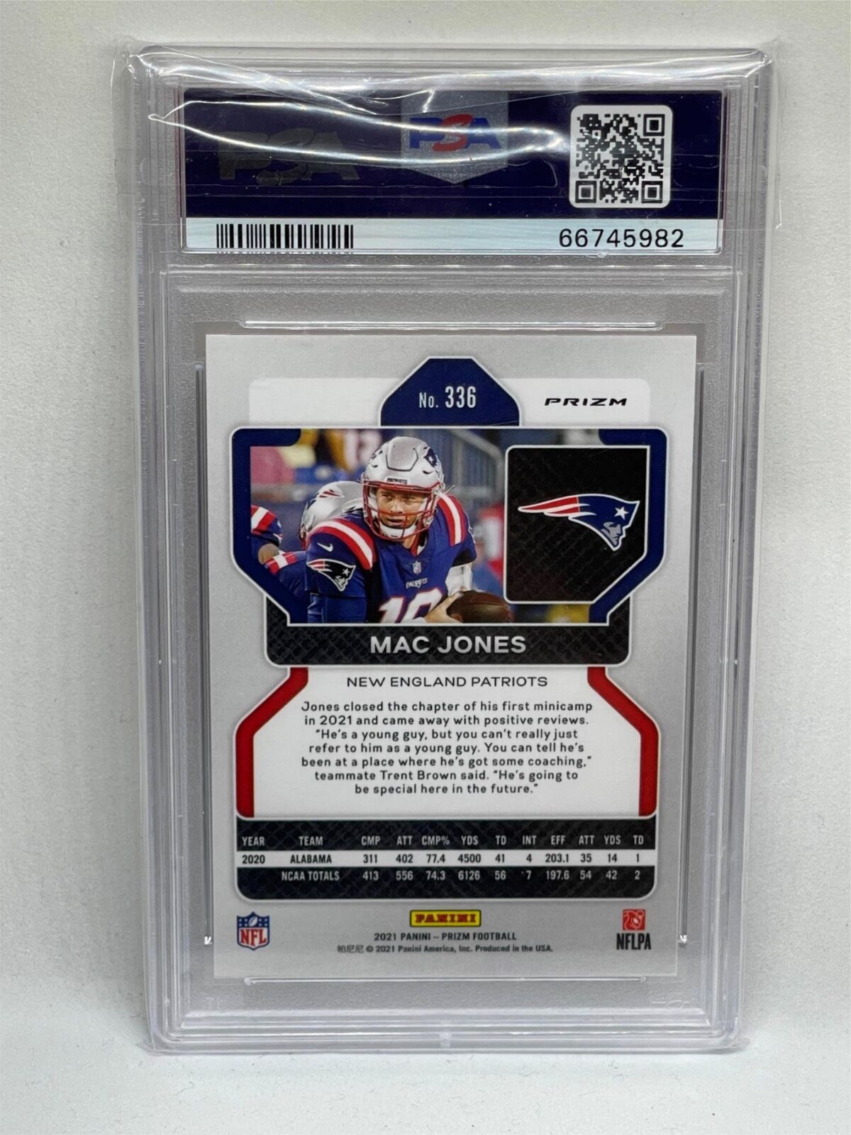 MAC JONES 2021 PANINI PRIZM RED ICE PRIZM ROOKIE RC #336 PSA 10 GEM MINT