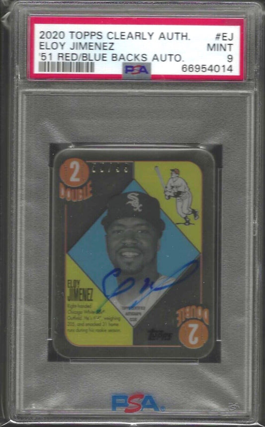 ELOY JIMENEZ 2020 TOPPS CLEARY AUTHENTIC '51 RED BLUE BACKS AUTO /99 PSA 9 POP 1