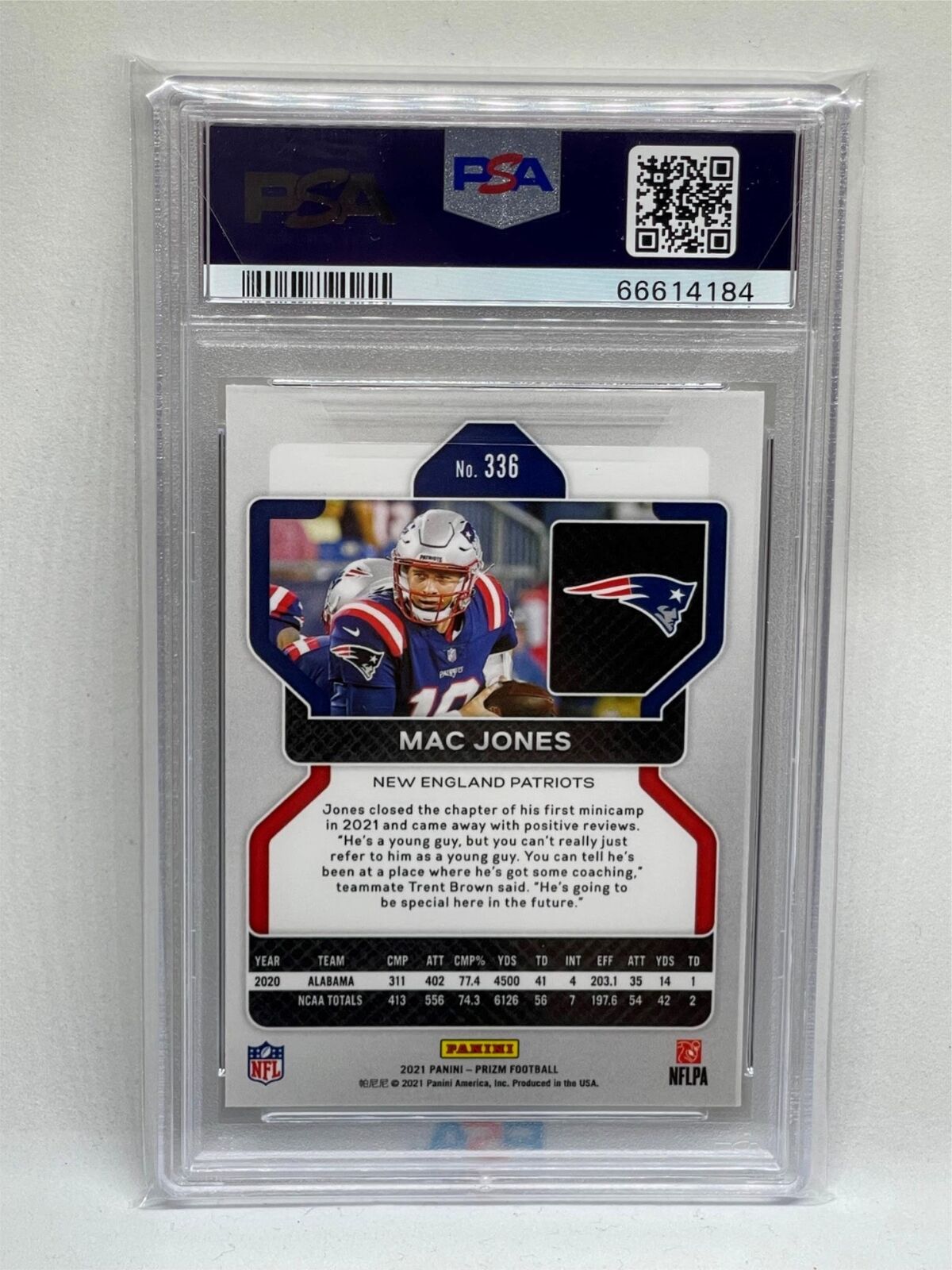 MAC JONES 2021 PANINI PRIZM ROOKIE RC #336 PSA 10 GEM MINT