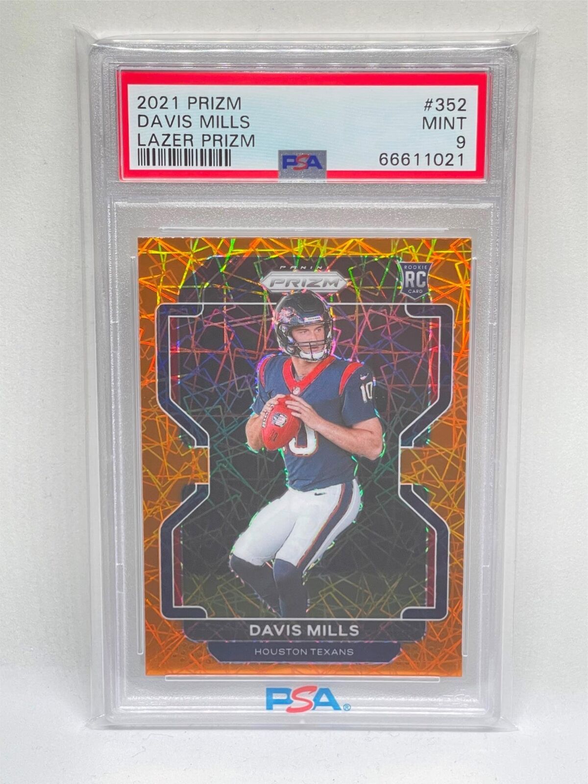 DAVIS MILLS 2021 PANINI PRIZM ORANGE LAZER PRIZM ROOKIE RC #352 PSA 9 MINT