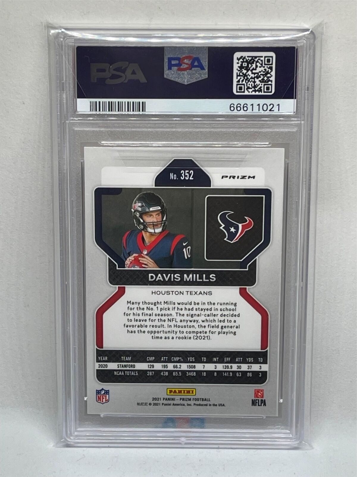 DAVIS MILLS 2021 PANINI PRIZM ORANGE LAZER PRIZM ROOKIE RC #352 PSA 9 MINT