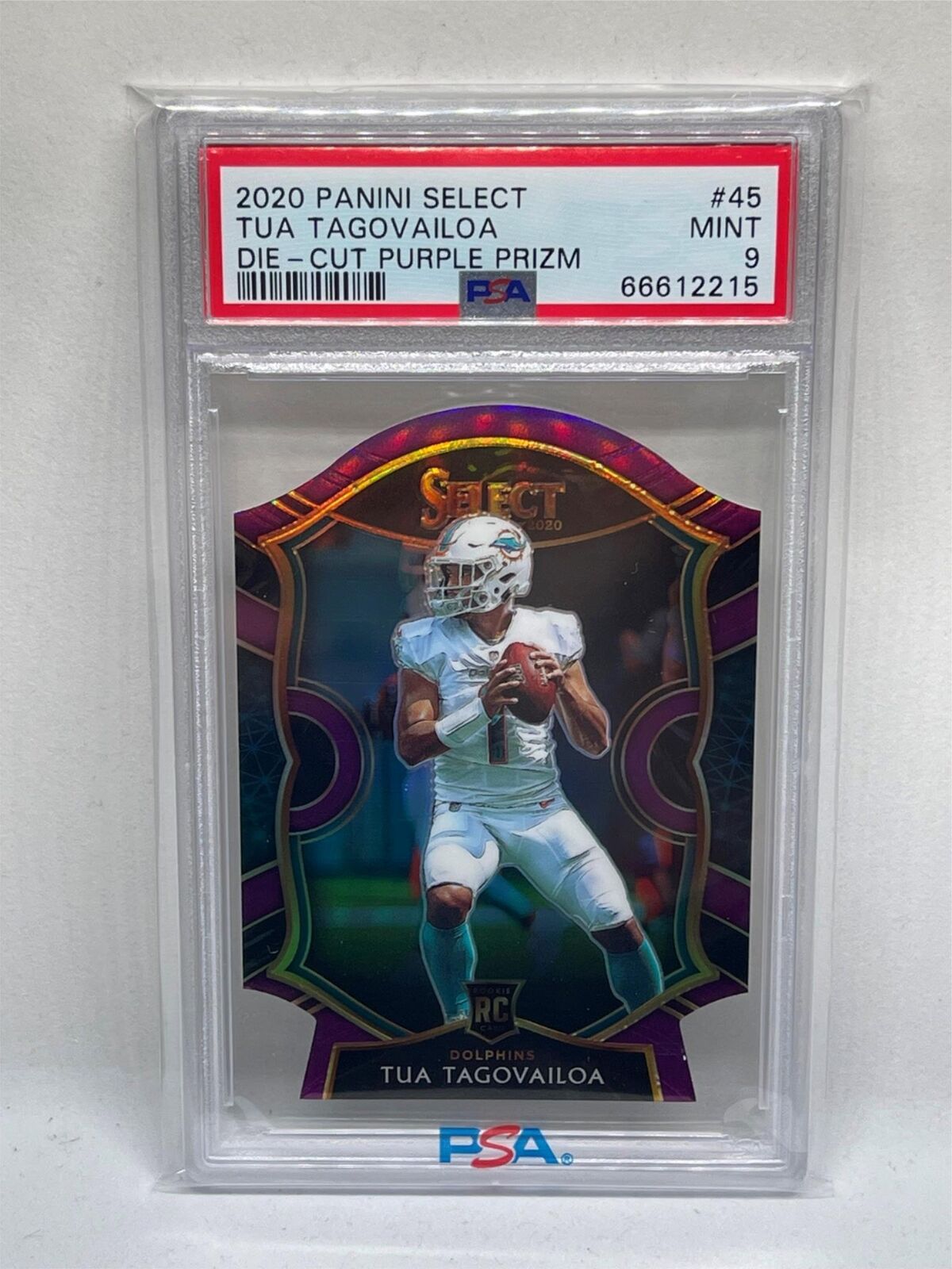 TUA TAGOVAILOA 2020 SELECT CONCOURSE PURPLE PRIZM DIE CUT RC # 45 PSA 9 MINT