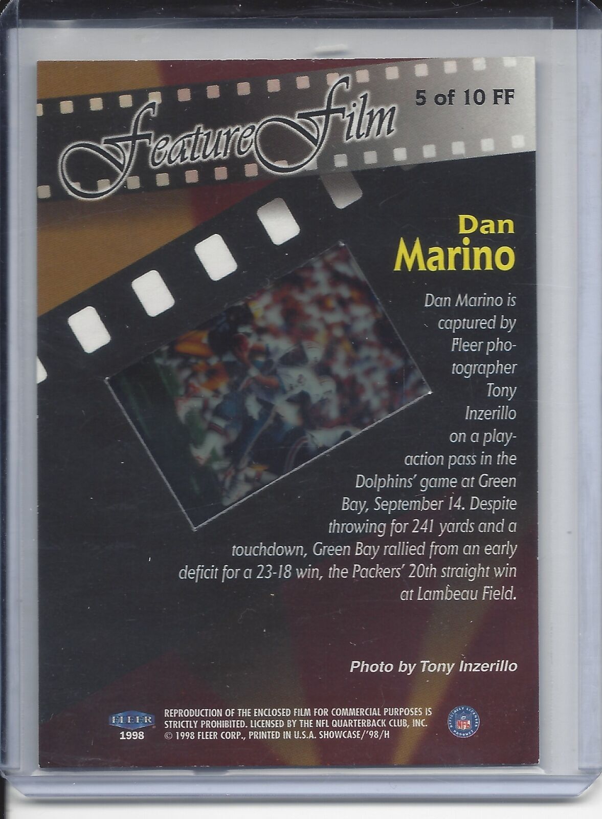DAN MARINO 1998 FLAIR SHOWCASE FEATURE FILM RELIC RARE #5