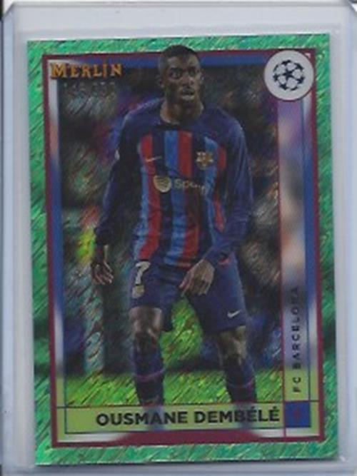 OUSMANE DEMBELE 2022-23 TOPPS MERLIN CHROME GREEN SHIMMER REFRACTOR #D 146/350