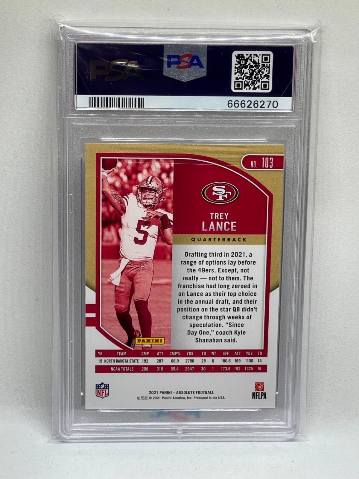 TREY LANCE 2021 PANINI ABSOLUTE ROOKIE RC #103 PSA 10 GEM MINT