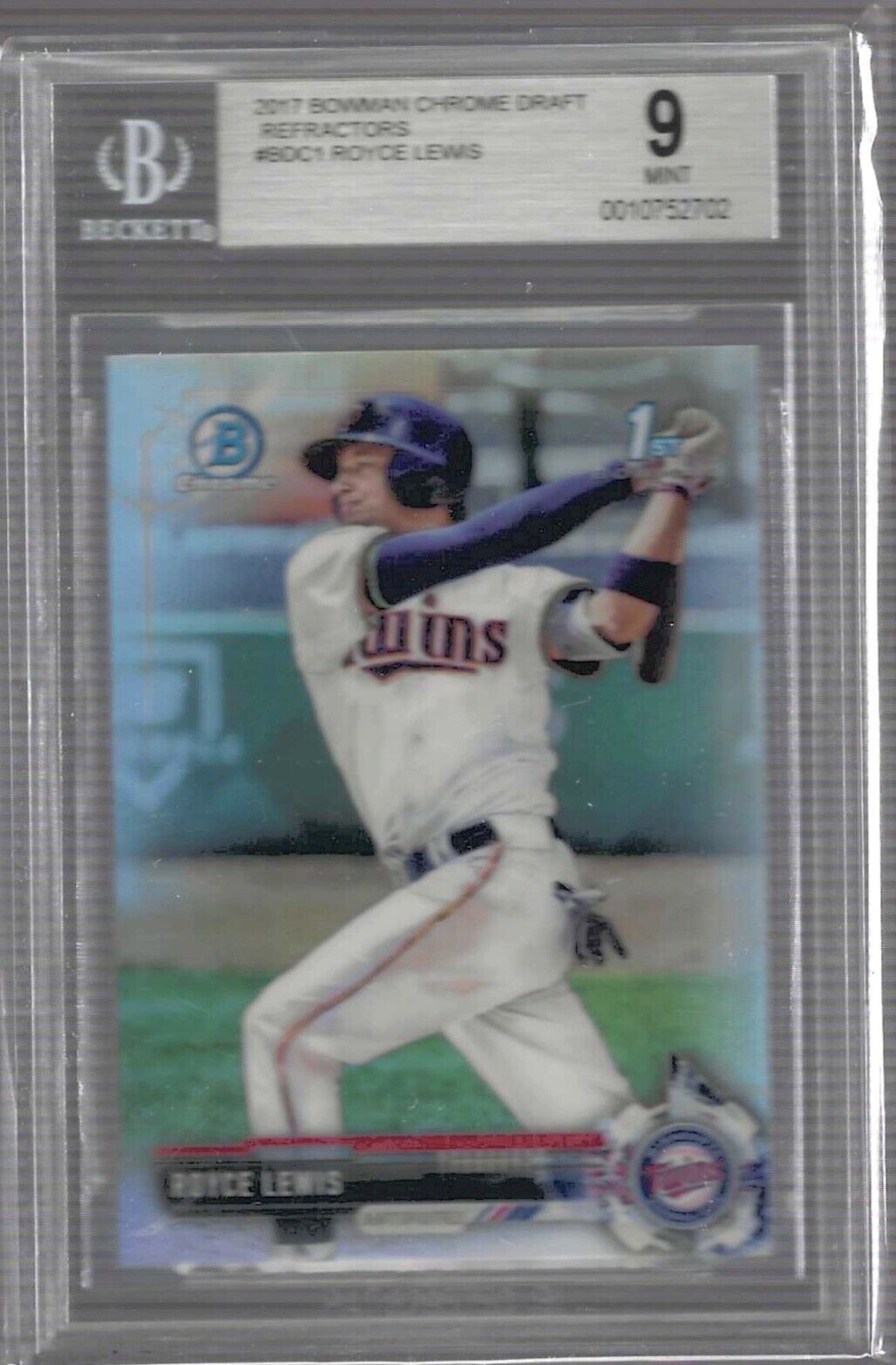 ROYCE LEWIS 2017 BOWMAN CHROME DRAFT REFRACTOR 1ST PROSPECT #BDC-1 BGS 9 POP 16