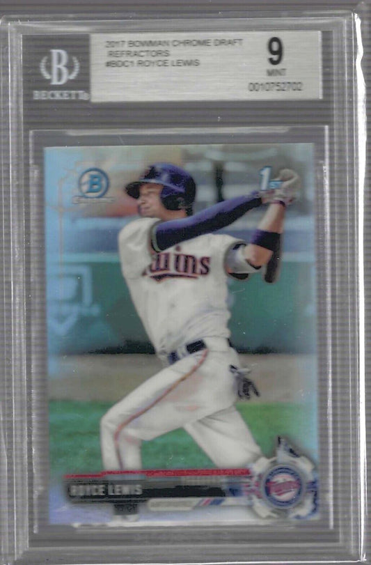 ROYCE LEWIS 2017 BOWMAN CHROME DRAFT REFRACTOR 1ST PROSPECT #BDC-1 BGS 9 POP 16
