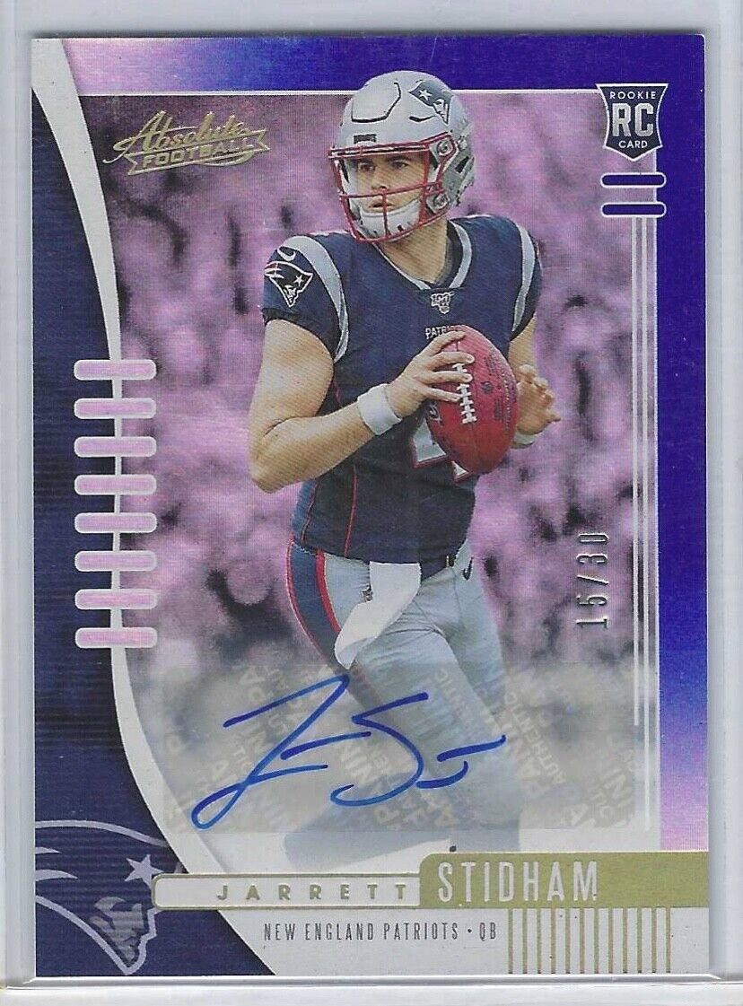 JARRETT STIDHAM 2019 PANINI ABSOLUTE BLUE FOIL ROOKIE AUTO RC #D 15/30