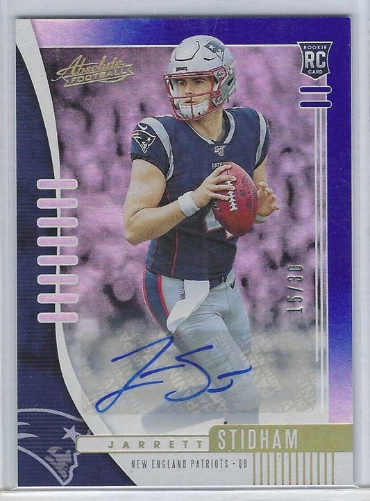JARRETT STIDHAM 2019 PANINI ABSOLUTE BLUE FOIL ROOKIE AUTO RC #D 15/30