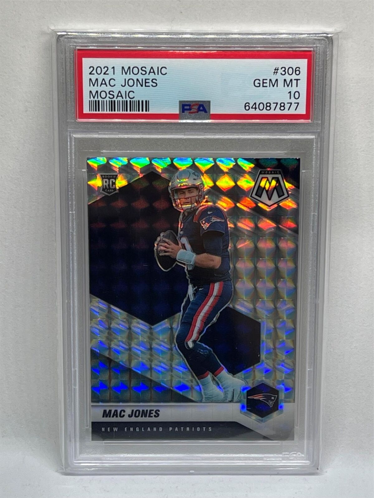 MAC JONES 2021 PANINI MOSAIC PRIZM MOSAIC ROOKIE RC # 306 PSA 10 GEM MINT