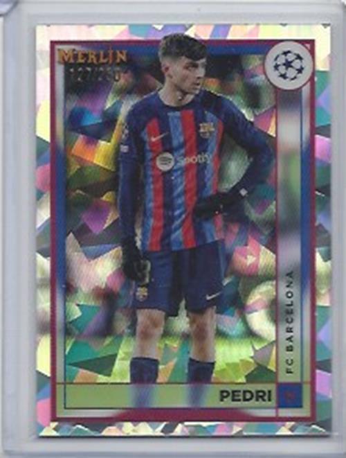 PEDRI 2022-23 TOPPS MERLIN CHROME ATOMIC ICE REFRACTOR #D 127/250
