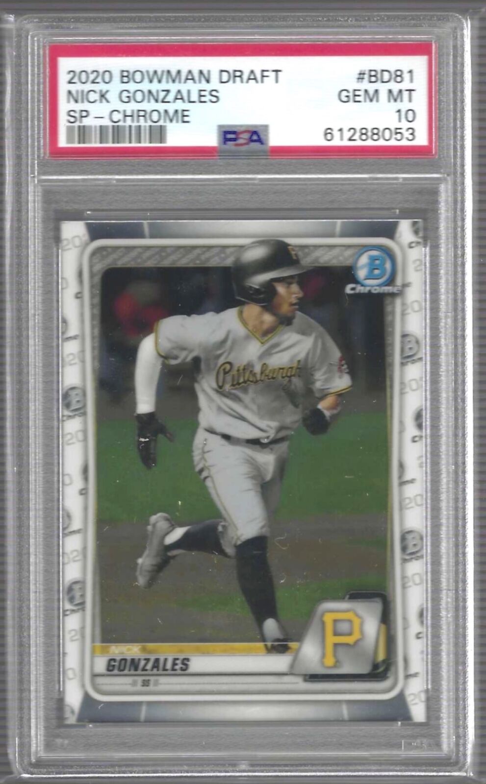 NICK GONZALES 2020 BOWMAN CHROME SHORT PRINT VARIATION PROSPECT #81 PSA 10 GEM