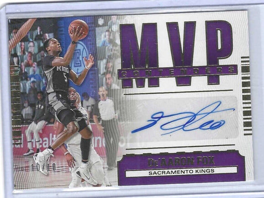 DE'AARON FOX 2020-21 PANINI CONTENDERS MVP CONTENDERS GOLD AUTO #D 10/10