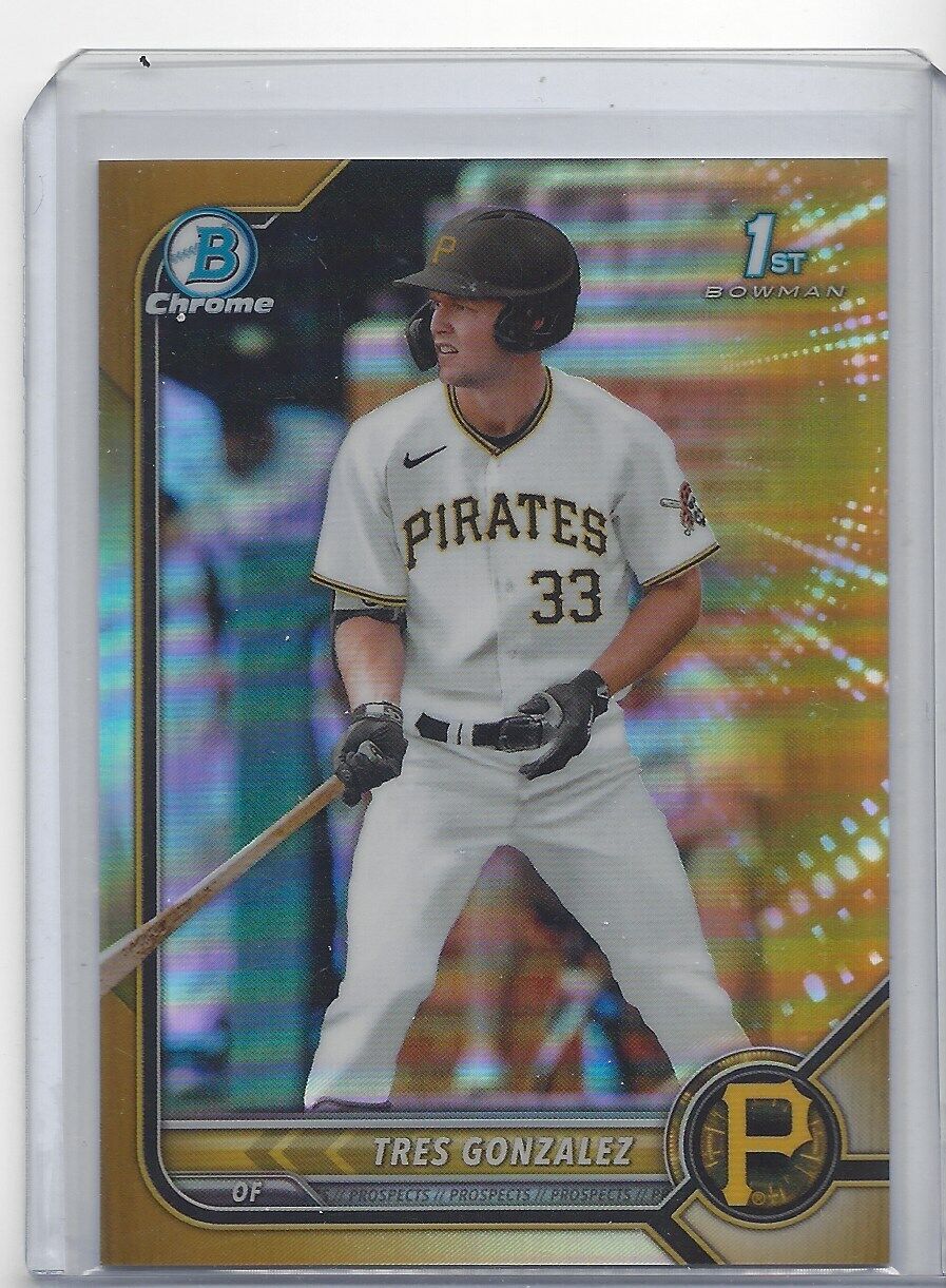 TRES GONZALEZ 2022 BOWMAN DRAFT CHROME 1ST GOLD REFRACTOR PROSPECT #D 27/50