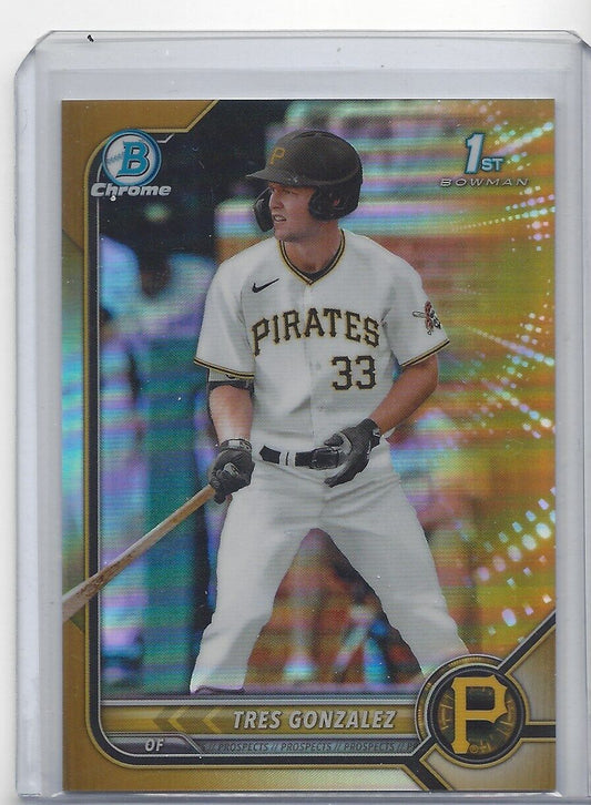TRES GONZALEZ 2022 BOWMAN DRAFT CHROME 1ST GOLD REFRACTOR PROSPECT #D 27/50