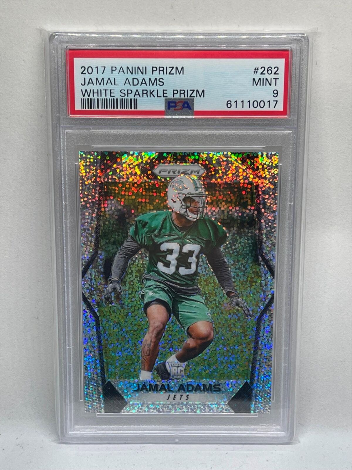 JAMAL ADAMS 2017 PANINI PRIZM WHITE SPARKLE PRIZM ROOKIE SSP RC #262 PSA 9 POP 2