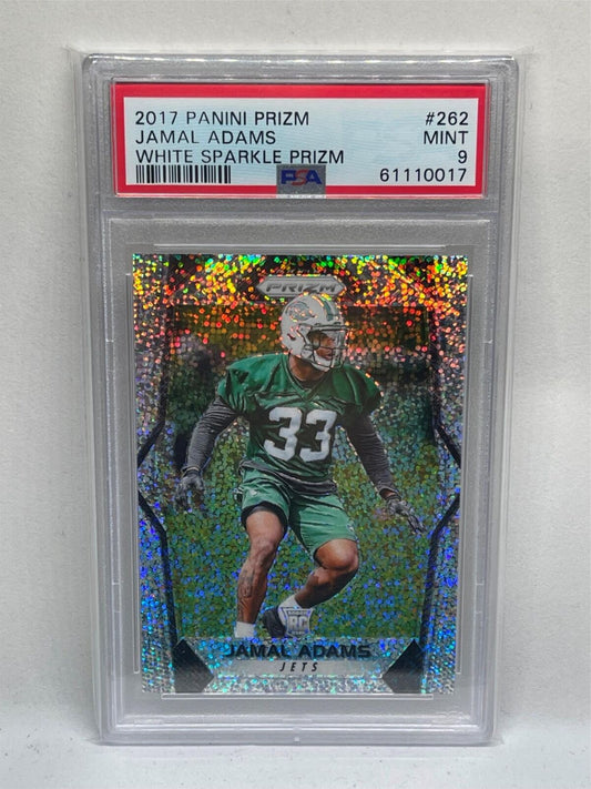 JAMAL ADAMS 2017 PANINI PRIZM WHITE SPARKLE PRIZM ROOKIE SSP RC #262 PSA 9 POP 2