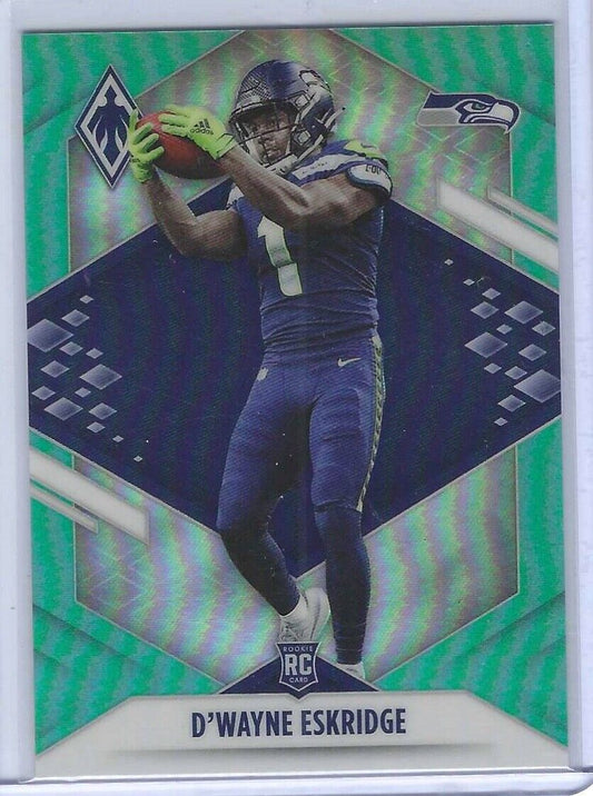 D'WAYNE ESKRIDGE 2021 PANINI PHOENIX AQUA PRIZM ROOKIE RC #D 082/150