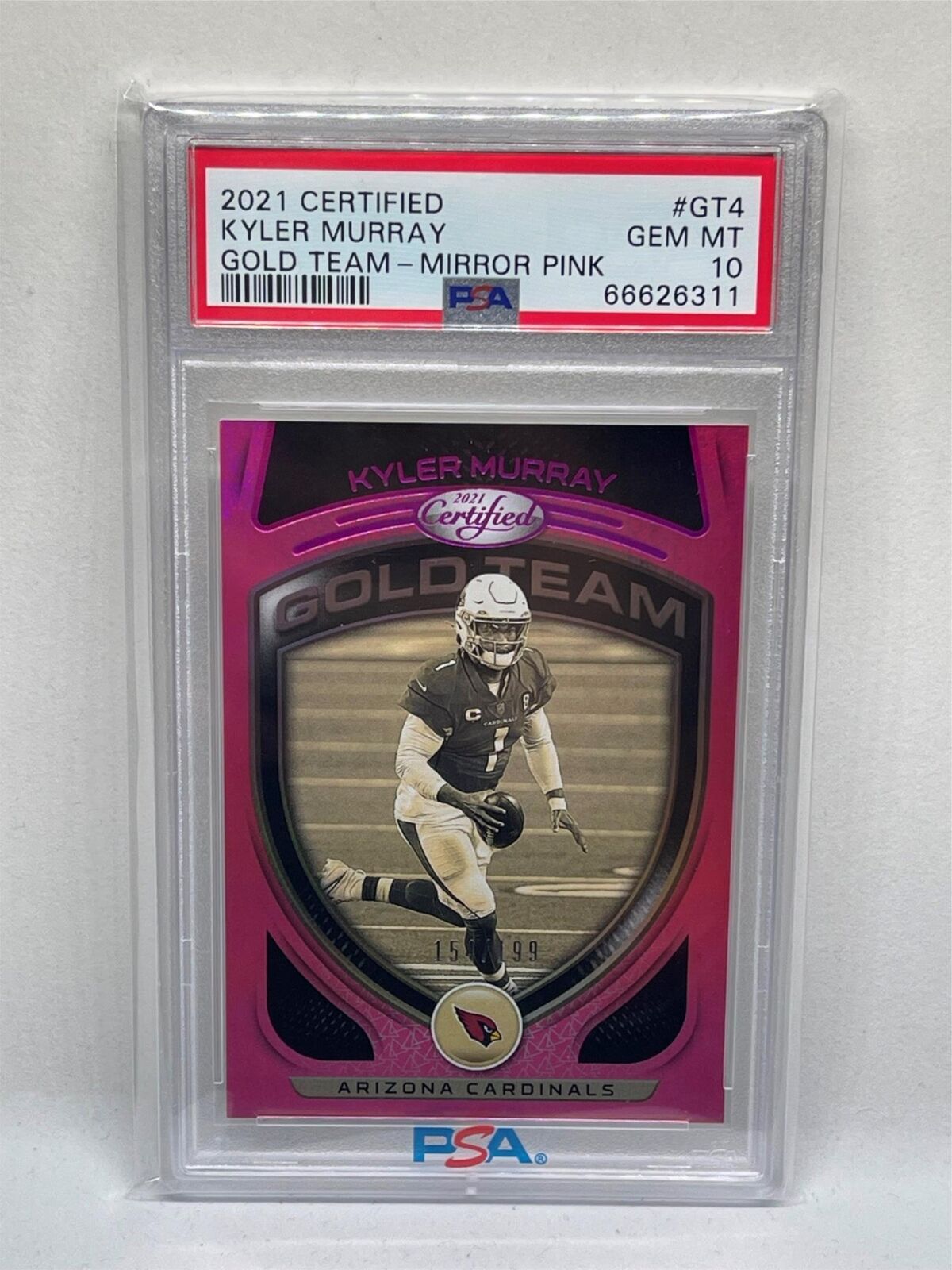 KYLER MURRAY 2021 PANINI CERTIFIED GOLD TEAM MIRROR PINK #D /199 PSA 10 POP 1/1