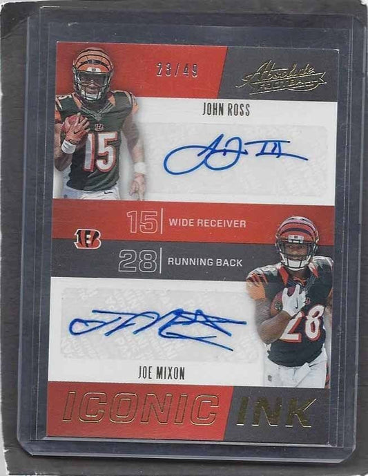 JOE MIXON JOHN ROSS 2017 ABSOLUTE ICONIC INK DUAL BENGALS AUTO RC #D 23/49