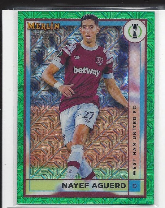 NAYEF AGUERD 2022-23 TOPPS MERLIN CHROME GREEN MOJO REFRACTOR #D 71/99