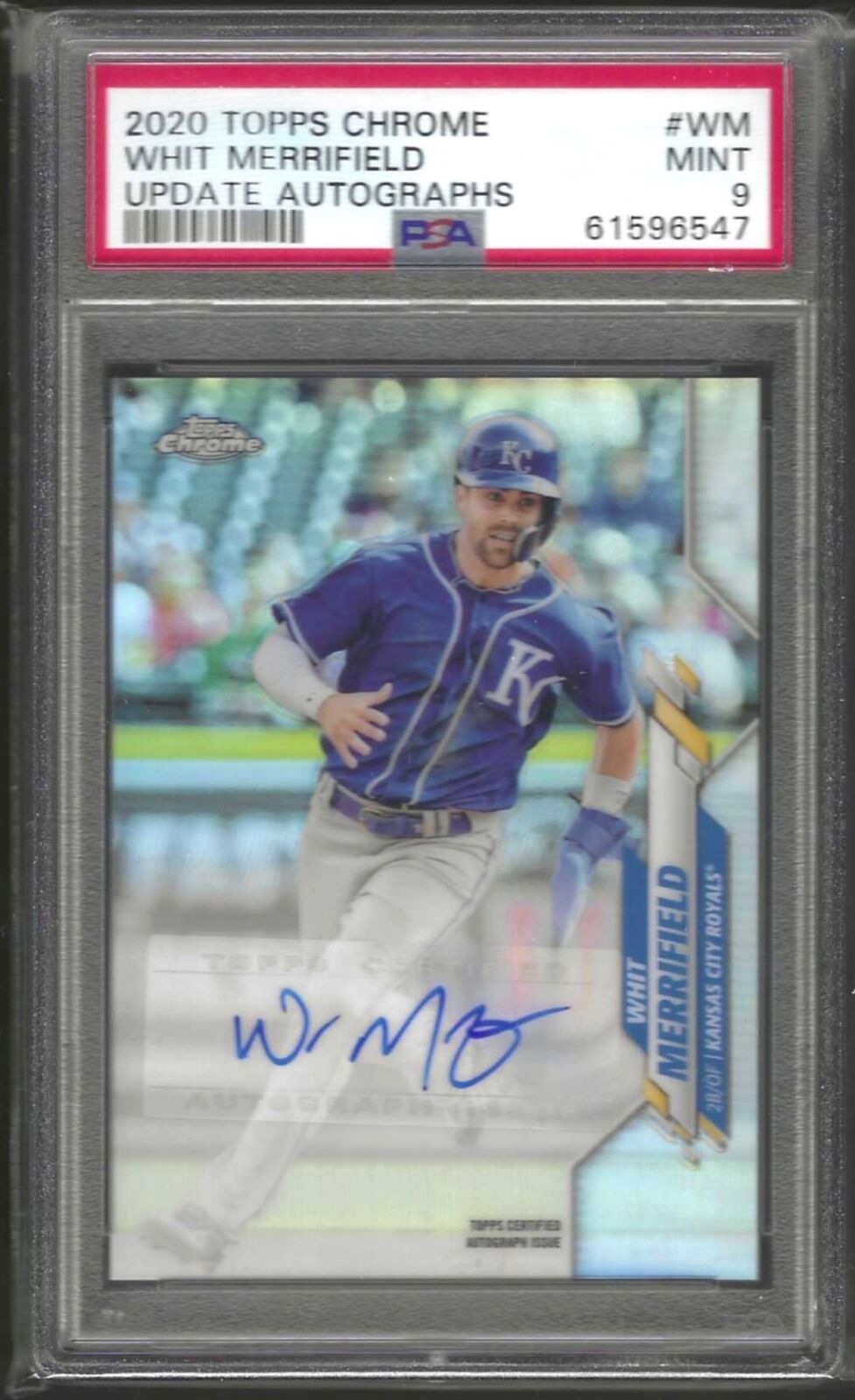 WHIT MERRIFIELD 2020 TOPPS CHROME UPDATE SILVER REFRACTOR AUTO PSA 9 MINT POP 3