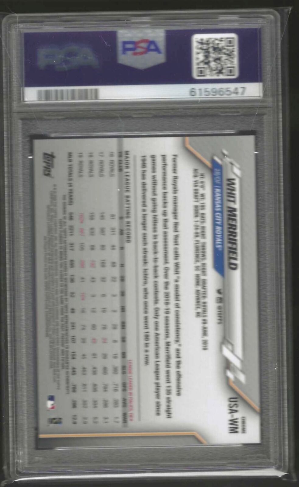 WHIT MERRIFIELD 2020 TOPPS CHROME UPDATE SILVER REFRACTOR AUTO PSA 9 MINT POP 3