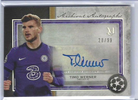 TIMO WERNER 2020-21 TOPPS MUSEUM COLLECTION UEFA ARCHIVAL AUTO #D 28/99